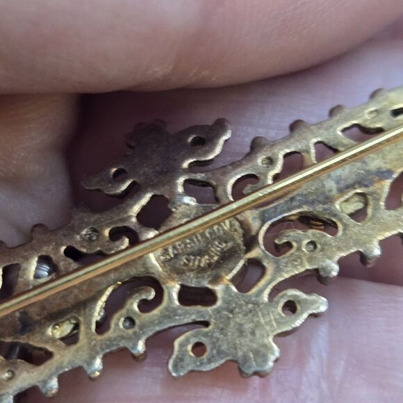 Vintage Sarah Coventry Early Faux Opal Cabochons Bar Brooch Pin Sterling Pink - Picture 4 of 5